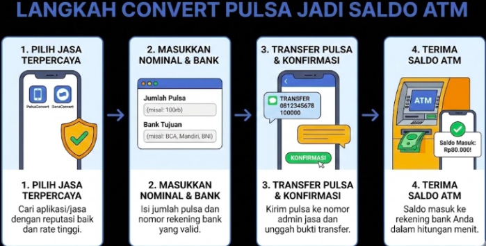 langkah untuk convert pulsa jadi saldo atm