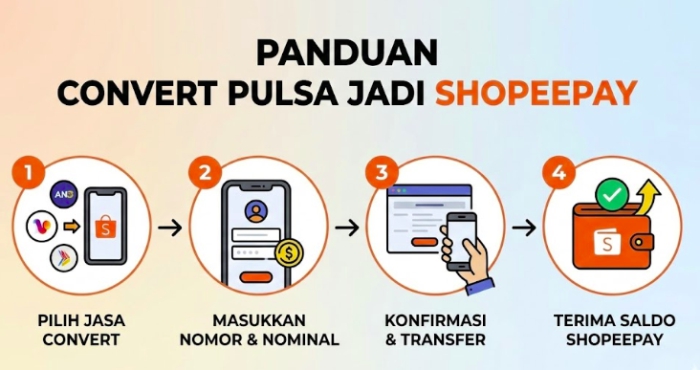 panduan convert pulsa shopeepay