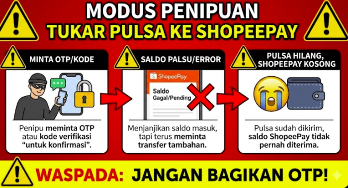 penipuan tukar pulsa ke shopeepay